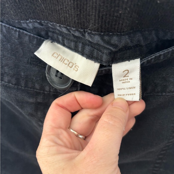 Chico's 100% linen lounge pants dark grey size 2 - Picture 2 of 4